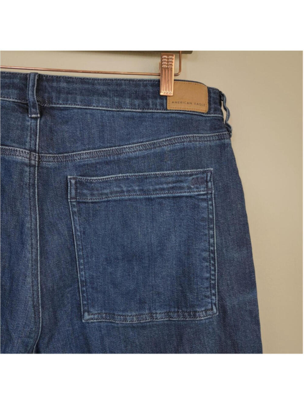 AE 16 American Eagle Dreamy Drape Super High Rise Baggy Wide Leg Jeans Dark Blue - Picture 7 of 11